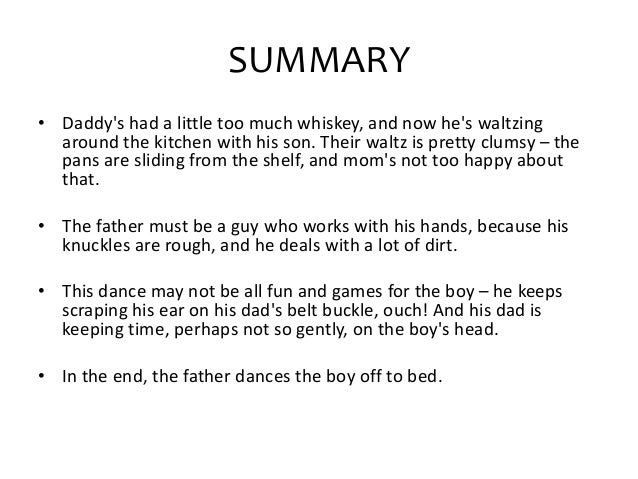 my papas waltz rhyme scheme my papas waltz literary devices
